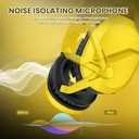 WolfLawS Wireless Gaming Headset with Noise Canceling Microphone for PS5, PC, PS4, 2.4G/Bluetooth Gaming Headphones with USB and Type-c Connector, Wired Mode for Controller - Yellow