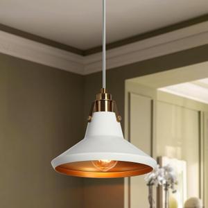 KSANA Pendant Light Kitchen Island, White and Gold Pendant Light Fixture with Metal Shade Modern Pendant Lighting for Kitchen Dining Room Hallway