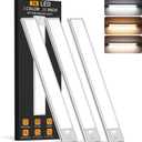 Under Cabinet Lighting Wireless, 74 LED Motion Sensor Light Indoor, 3 Color Dimmable Closet Lights Battery Operated, Rechargeable Magnetic Light, Under Counter Lights for Kitchen, Stairs, Home (3Pack)
