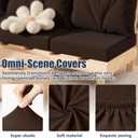 14Pcs Patio Stretch Cushion Covers, Outdoor Couch & Sofa Replacement Slipcovers for Patio Furniture Cushion Covers, Washable Reusable Furniture Protector, Square Large, Dark Coffee