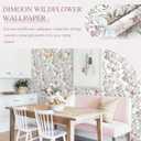 2 x Dimoon 78.7"x17.3" Vintage Wallpaper Floral Peel and Stick Wallpaper Boho Contact Paper White Pink Green Cute Flower Removable Wall Paper Renter Friendly Kitchen Shelf Bathroom Self Adhesive Vinyl