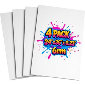 4 Pack Foam Board 24"x36", 0.23" Thick White Poster Board, Acid-Free Double Sided Foam Core Board for Presentation Art, Display, Office, School Projects, Crafting, Sign Making