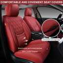 Car Seat Covers Full Set, Breathable Leather Automotive Front and Rear Seat Covers, Car Seat Protectors Full Set,Universal Automotive Vehicle Seat Cover for Most Sedan SUV Pick-up Trucks, Wine Red