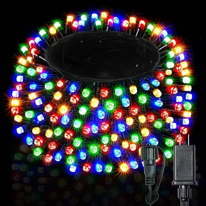 BlcTec Christmas Lights, 300 LED 108FT Christmas Tree Lights with 8 Modes, Waterproof & Timer Function, End to End Connectable Christmas String Lights for Indoor Outdoor Xmas Decorations, Multicolor