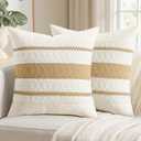 Woaboy Set of 2 Decorative Pillow Covers Boho Farmhouse Couch Throw Pillows Modern Cotton Cushion Covers Macrame Woven Spring Home Decor for Bed Sofa Chair 18x18 Inch Neutral