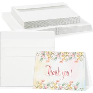 Prudiut 20 Sets Watercolor Cards with Envelopes, 140 lb/300 GSM Watercolor Paper Cards, 4x6 Inch Foldable Blank Cards and Envelopes for Greeting Card, Wedding Invitations, Thank You Card