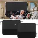 Bittwee 2PCS Car Window Shade, UV Protection Blockout Vehicle Side Window Sun Shade with Storage Net Pockets & 7 Suction Cups, Auto Privacy Curtain for Baby, Universal for Vehicles