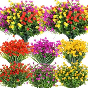 WILLBOND 36 Bundles Artificial Flowers for Outdoor, UV Resistant Faux Artificial Plants Shrubs Flower Bulk for Outside Front Porch Hanging Planter Window Box Garden Summer Decor (Bright Colors)