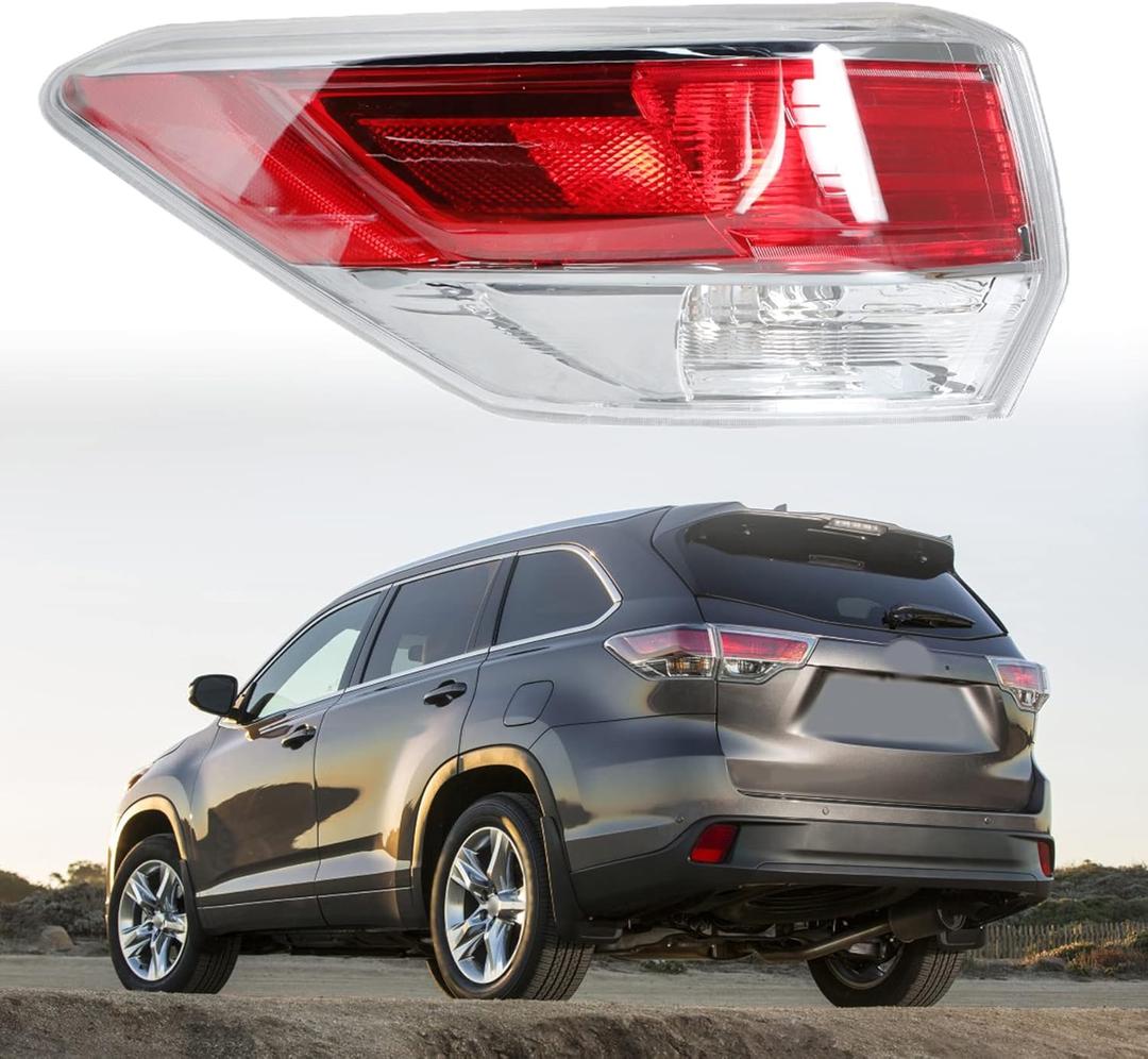 munirater Outer Tail Light Driver Side Rear Brake Taillight Assembly Replacement for Highlander 2014-2016