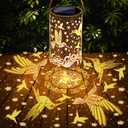 Christmas Gifts for Women Hummingbird Solar Lanterns Outdoor Waterproof Hanging Solar Lights Dragonfly Gifts for Women Men Metal Decorative LED Lanterns for Garden Decor,Yard,Patio,Lawn,Tabletop,Pathway