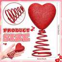 Mini Glitter Heart Shape Tree Topper Valentine Day Ornaments Heart Glitter Tree Hat Valentines Home Decorations (Red, OneSize)