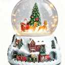 Christmas Snow Globe with LED Light Musical Snowflakes Holiday Decoration Gift, 5.9 Inch Santa Claus and Christmas Tree Water Globe.