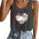 Baseball Crop Tops for Women Baseball Mom Sleeveless Workout Gym Camis Going Out Tops(Dark Grey1-M)