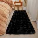 Black Rabbit Plush Area Rug for Bedroom Living Room Sofa,2'X6' Faux Fur Fluffy Shaggy Rectangular Square Rug for Kids Teen Girls Room,Furry Carpet Rug for Nursery Baby Room Decor for Teenage