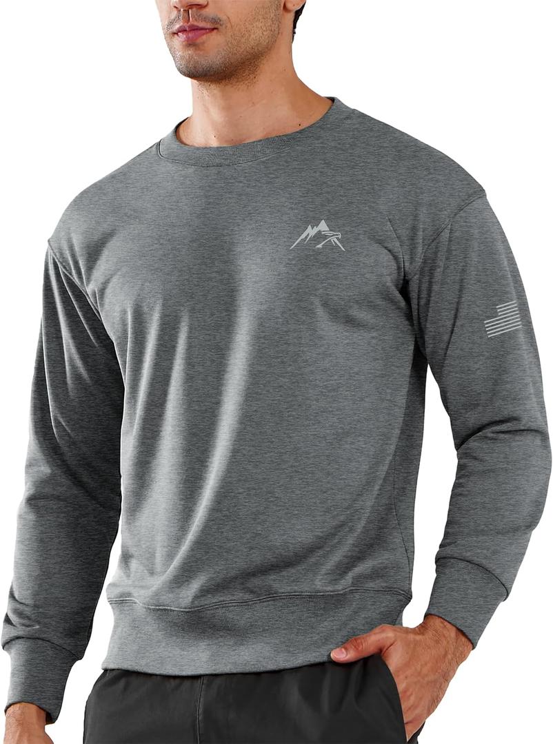 NORTHYARD Men's Crewneck Sweatshirt Long Sleeve Cotton Sweat Shirt Lightweight Athletic Workout Sport Gym Running Sweatshirts (Large)