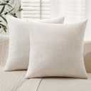 MIULEE Burlap Linen Throw Pillow Covers 18x18 Inch Set of 2 Cream White Christmas Decorative Pillows Modern Farmhouse Soft Accent Cushion Covers for Couch Sofa Bedroom Livingroom Home Decor