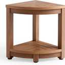 KaimuBench Corner Shower Stool for Shaving Leg, Waterproof Bathroom Shower Bench Seat for Inside Shower, Poly Lumber Plastic Shower Chair Seat, Shower Foot Rest with Adjustable Feet, Non-Slip, Brown