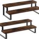 YINMIT Wooden Display Riser Stand, Tiered Perfume and Cologne Organizer Stand, 2 Tier Spice Rack Organizer, Rustic Display Shelf for Candles (2 Tier, 2 Pack)