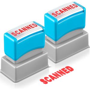 Crtiin 2 Pcs Self Inking Stamps Pre Inked Office Duplicate Convenience Stamps for Office, Red Ink, 1.38 x 0.51 Inch(Scanned)