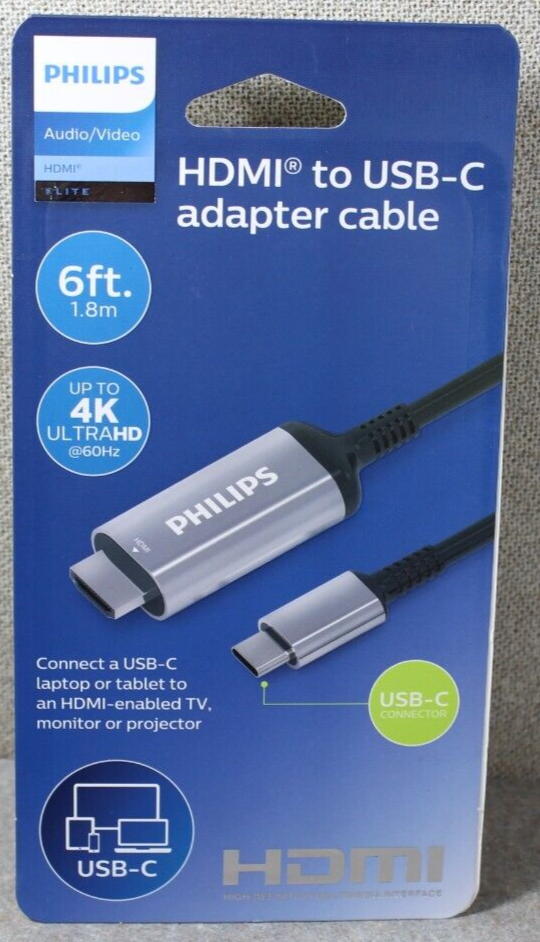 Philips Elite USB C To HDMI Cable 6 Ft