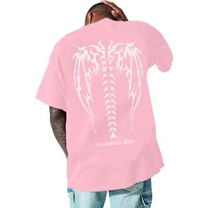 Oversized Graphic Tees Men Vintage Y2K Print Shirts Streetwear Unisex Harajuku T-Shirts Pink S