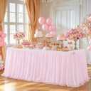 6 Pack Pink Table Cloth Tulle Tutu Table Skirt for 6 Foot Rectangle Tables, 72" x 30"