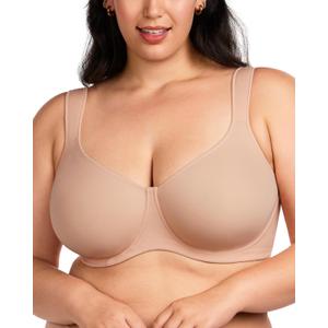 HSIA Bras for Women Minimizer Full Coverage, Plus Size T Shirt Unlined Underwire Smooth Bra, Seamless Cups Joan Ultimate Soft (40DDD)