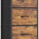SONGMICS Dresser for Bedroom, Chest of Drawers, Steel, MDF, 3 Non-Woven Fabric Drawers, Storage Organizer Unit, Closet, Entryway, Rustic Brown and Ink Black ULGS313B02S