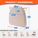 Sunsleek Chair Cushions for Dining Chairs, D-Shaped Seat Cushions with Removable Washable Cover and Ties, Chair Pads for Kitchen, Indoor Dining Room, Patio Chairs, 17'' x 16'', Set of 4, Khaki