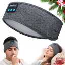 Perytong Sleep Headphones Wireless Headband Stretchable Bluetooth 5.4 Sleep Headband Earphones, Comfy Side Sleeping Earbuds with High Definition Stereo Speakers, Electronics, Gifts for Men Women (greywhite)