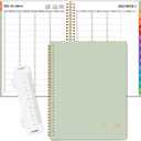 SUNEE 2026 Appointment Book 15-Minute Time Block - Daily, Weekly & Monthly Spiral Planner with Note Section - Thick Paper, Lay-Flat Bound - 8.5 x 11 for Office, School, Men & Women, Sage Green