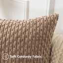 UGASA Soft Corduroy Decorative Pillow Cover 12x20 Inch Boho Striped Oblong Throw Pillow Cover Modern Home Decor for Sofa Living Room Couch Bed Light Brown, 1 Piece