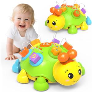 Musical Ladybug Baby Toys 6-12 Months, Infant Early Educational Learning Crawling Toys for 1 Year Old Boy, Newborn First Bithday Gift Toy for 7 8 9 10 11 Months Boys Girls (Green)