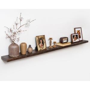 Marsmiles 72 inch Floating Shelves for Wall Elm Wood Live Edge Shelves Wall Mounted|Rustic Long Floating Shelves with Invisible Bracket for Bathroom Living Room Kitchen|Walnut, 1 Pack