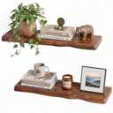 TURKIO Walnut Finish Floating Shelves,Hidden Brackets,2-Pack,24 Inches Each