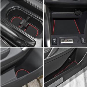Auovo Anti Dust Mats Compatible with Subaru Forester Accessories 2014-2018 Interior Door Compartment Liners Cup Holder Coasters Center Console Liners 13pcs(Red)