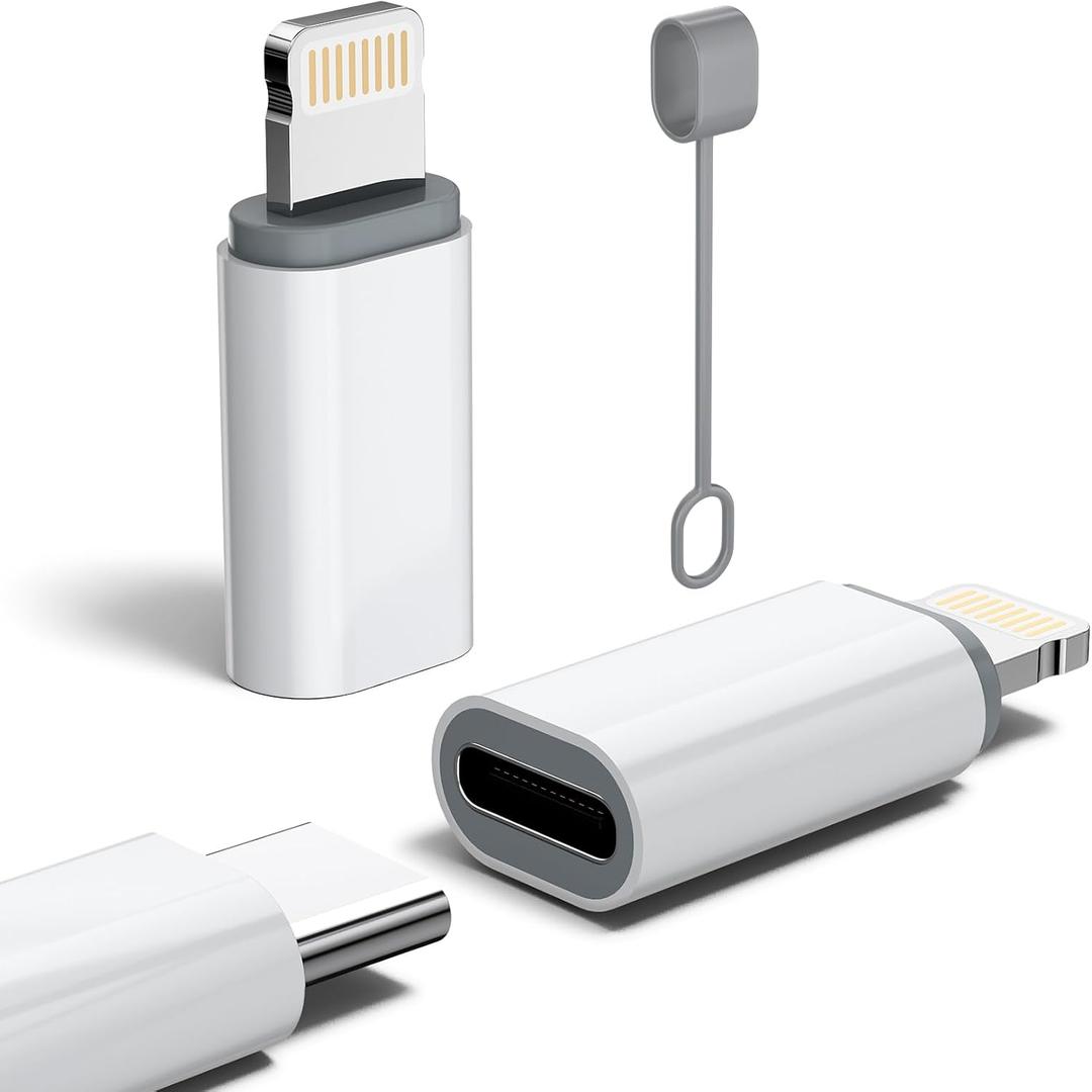 MFi Certified 27W USB C to Lightning Adapter (2 Pack) - Fast Charging Data Sync, Lightning to USB Type C Cable Adapter for iPhone14/13/12 Series, iPad, AirPods, with Anti-Lost Loop, Not for Audio/OTG