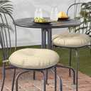 Outdoor Bistro Chair Cushion with Ties, Tufted Patio Chair Cushions Set of 2, Round Seat Cushion 15”x15”x4” for Home Garden Balcony Office Porch Lawn Deck, Stripe Beige