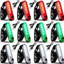 Treela 12 Pieces Battery Boat Navigation Lights Battery Powered Kayak Lights for Night Operated Boat SternLed Boats Safety for Pontoon,Dinghy 4 Types Flashing Mode (Red, Green, White)