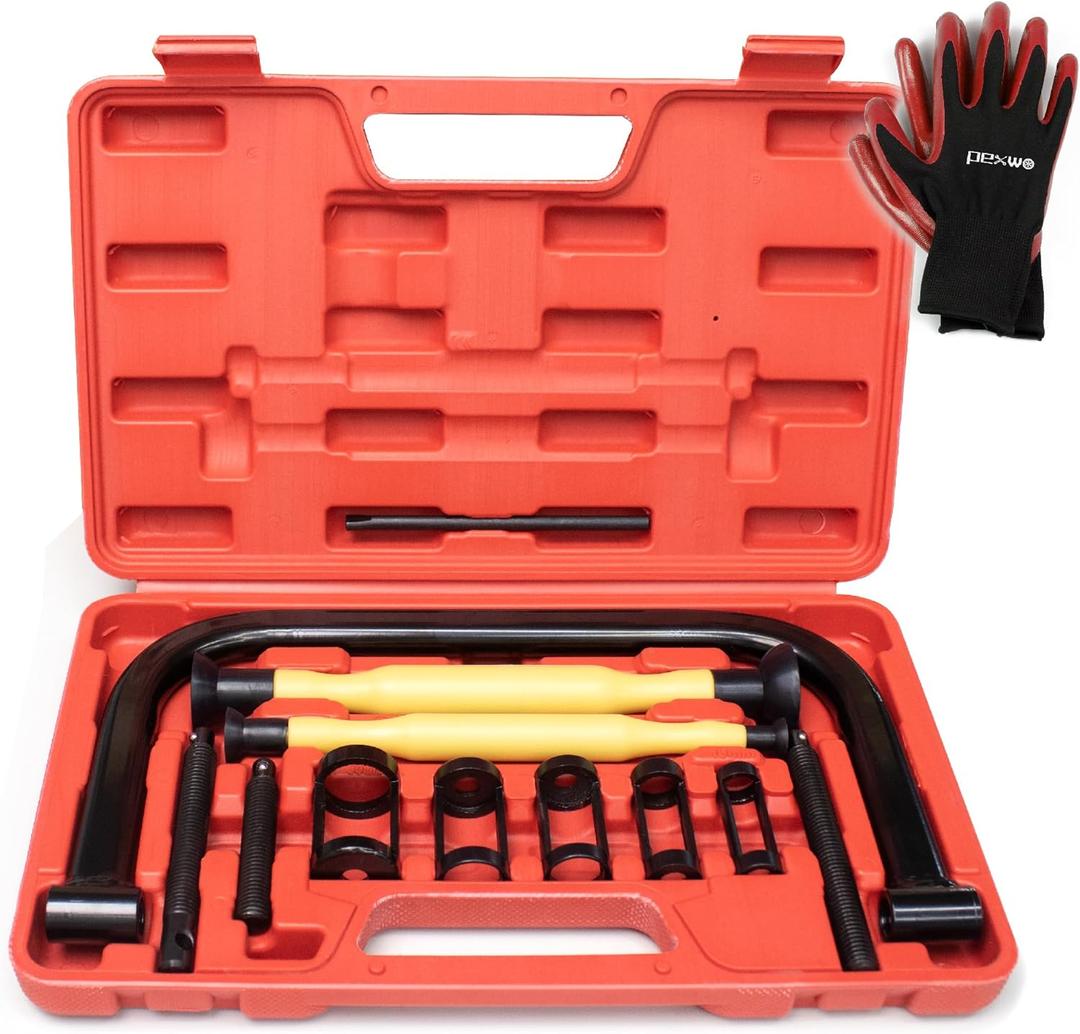 Valve Spring Compressor Set, 10-Piece Valve Spring Removal Tool & 2-Piece Valve Lappers, Small Engine Valve Spring Compressor, Designed for Motorcycle, ATV, Car