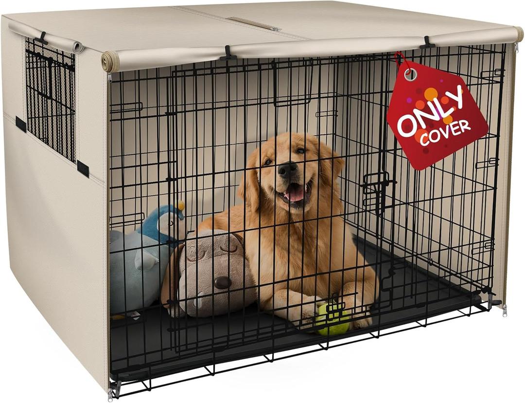 Explore Land 24 inches Dog Crate Cover Heavy Duty Polyester Pet Kennel Sunshade Universal Fit for Wire Cage (Light Tan)