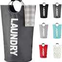 Laundry Basket (Gray  Colors), Waterproof Laundry Hamper, Laundry Bag with Padded Handles, Clothes Hamper, Collapsible Laundry Basket Easy Storage