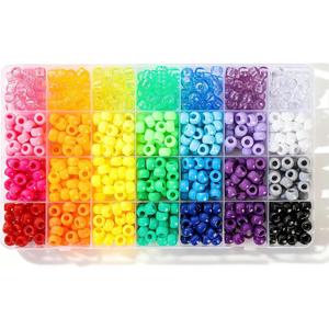 28 Colors Pony Beads Kit for Bracelets, 700PCS 6x9mm Plastic Kandi Beads Bulk for Jewelry Making