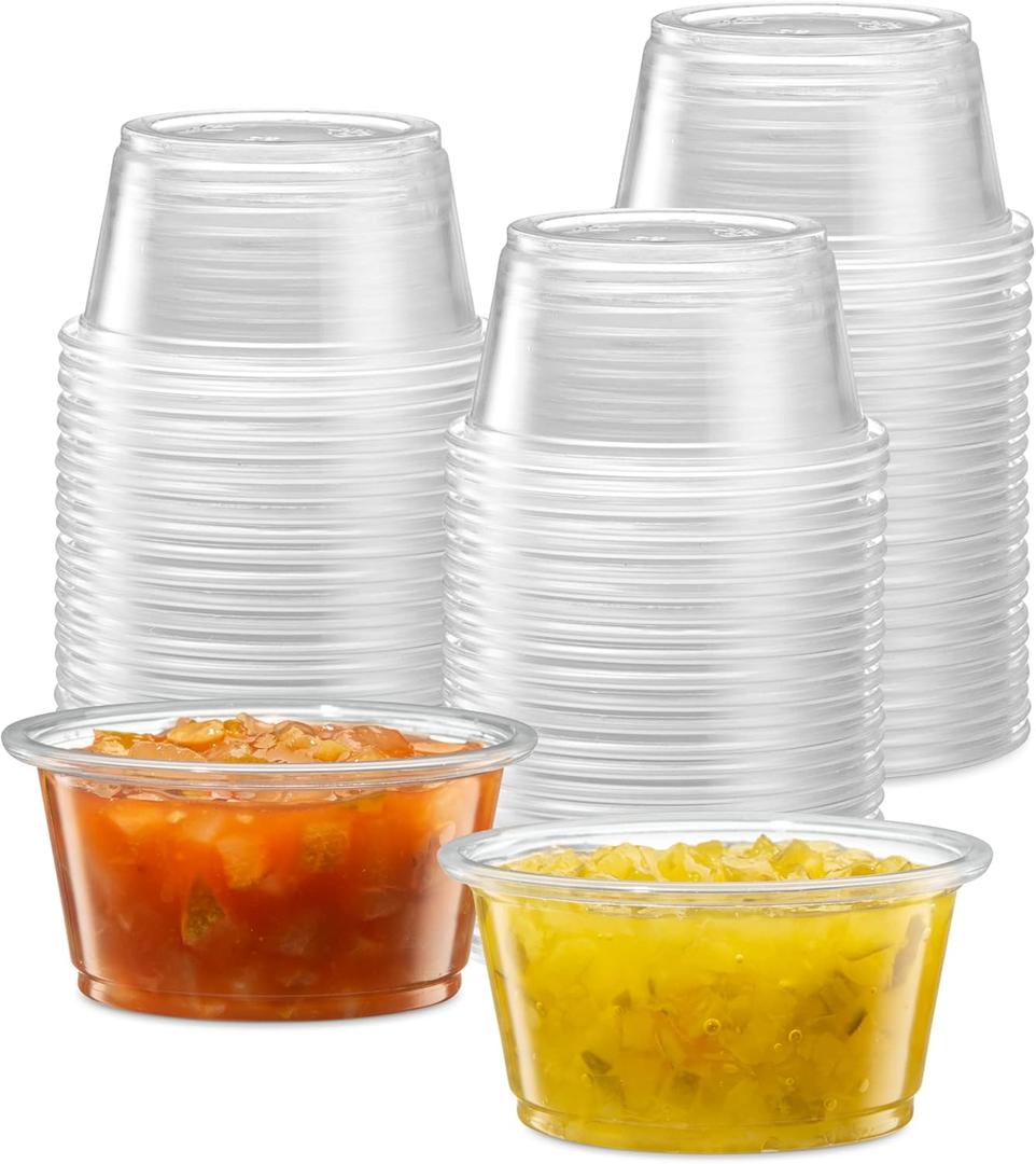 ELEGANT DISPOSABLES [2 oz - 200 Cups Clear] Diposable Plastic Portion Cups No Lids, Small Mini Containers For Portion Controll, Jello Shots, Meal Prep, Sauce Cups, Condiments, Medicine,