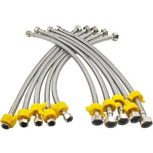 10PK 16 Inch Faucet Supply Lines, 3/8" Comp x 1/2" FIP Sink Hose Faucet Hose Connector, for toilet hose for Bathroom Kitchen Water Supply with Stainless Steel Braided Supply Line & Faucet Hose Wrench