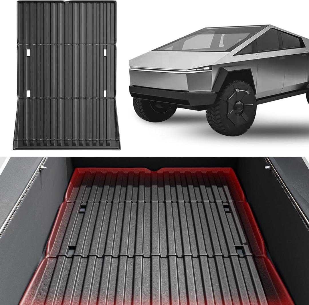Truck Bed Mat Compatible with 2024 2025 Tesla Cybertruck Accessories, All Weather Protection TPE Odorless Heavy Duty Pickup Vehicle Bed Cargo Mat