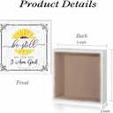 Be Still and Know That I AM GOD Wood Box Sign - Psalm 46:10 - Bible Verse Desk Scripture Quotes Sunflower Dcor Religious Inspirational Words Art Motivational Desk Dcor for Home Office Cubicle