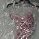 Cowl Neck Sequin Midi Evening Dress (Pink, S)