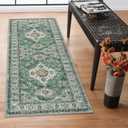 Lahome Oriental Washable Hallway Runner Rug, 2x6 Runners for Hallways Non Slip Ultra-Thin, Vintage Soft Long Carpet for Kitchen Bathroom Bedroom Laundry Room Eleanor, Green/Multi