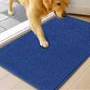 MudGuard Mat Dog Door Mat for Muddy Paws, Super Absorbent Microfiber, Non-Slip Indoor Mat, Quick Dry Chenille Mud Mat for Dogs & Entryway, Washable, Navy Blue 19" x 30"